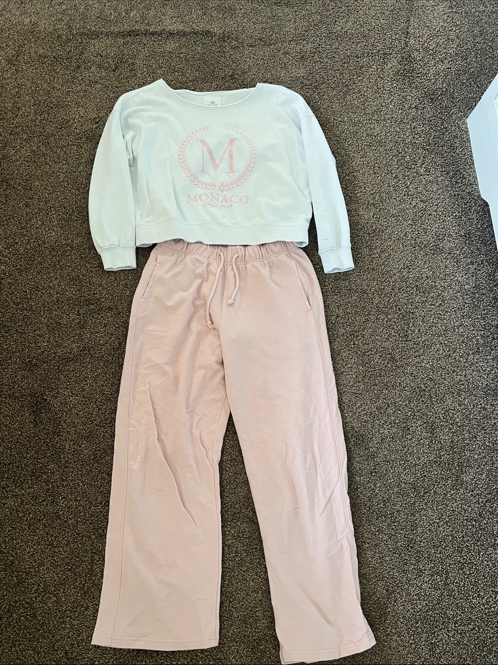Monaco Women’s Two-Piece Pajama Set in White and Pink